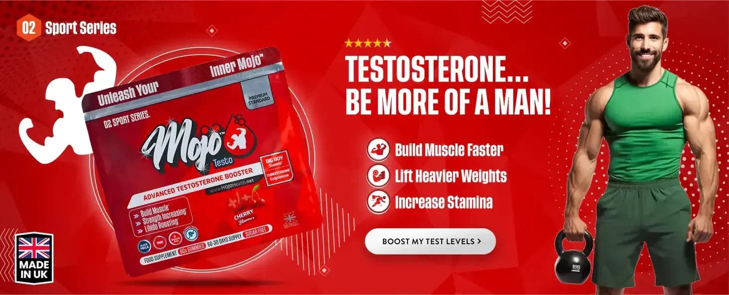 Mojo Testo 高效睾酮增强剂 — 睾酮…做个真男人:肌肉增长更快,举重更重,耐力更强。提升我的睾酮水平。