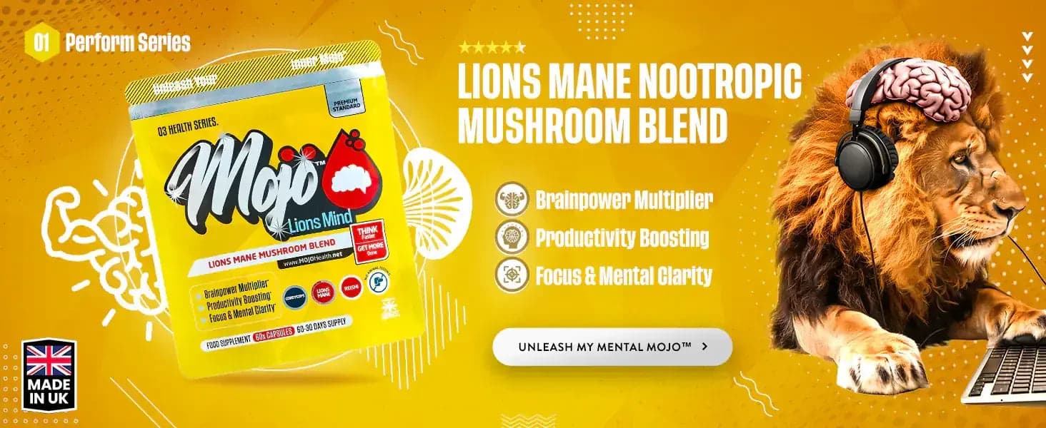 Mojo Lions Mind — 狮鬃菌蘑菇复合配方:脑力倍增器,生产力提升,专注力和精神清晰度。释放我的精神 Mojo。